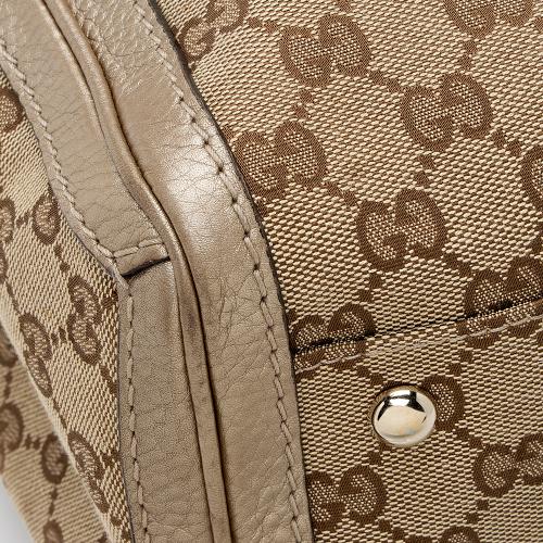 Gucci GG Canvas Metallic Leather Bella Medium Tote