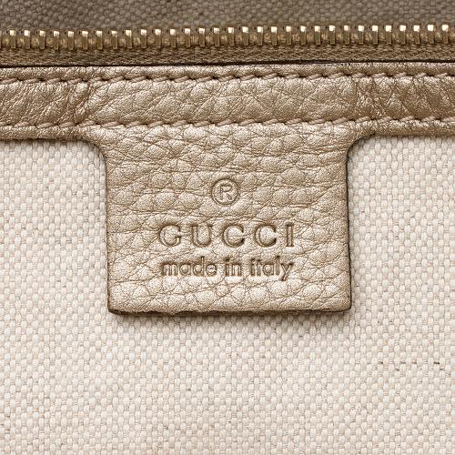 Gucci GG Canvas Metallic Leather Bella Medium Tote