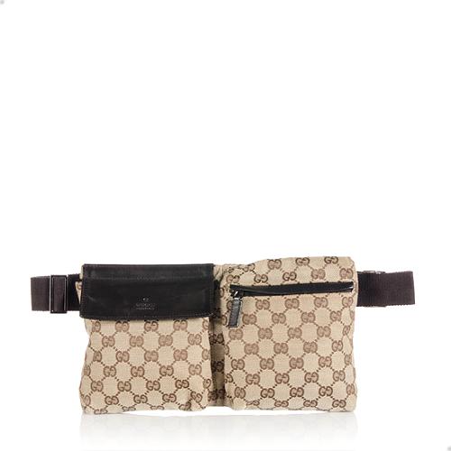 Gucci GG Canvas Double Pocket Belt Bag