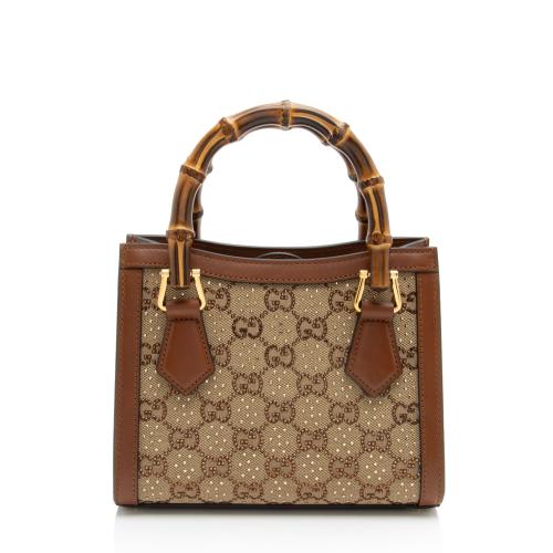 Gucci Crystal GG Canvas Bamboo Diana Mini Tote 