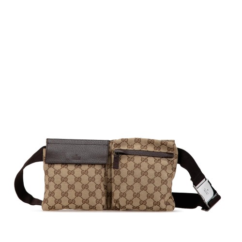 Gucci GG Canvas Double Pocket Belt Bag