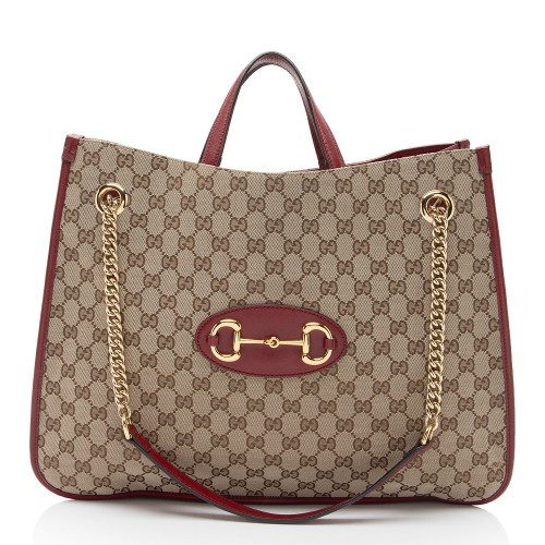 Gucci GG Canvas Horsebit 1955 Chain Large Tote