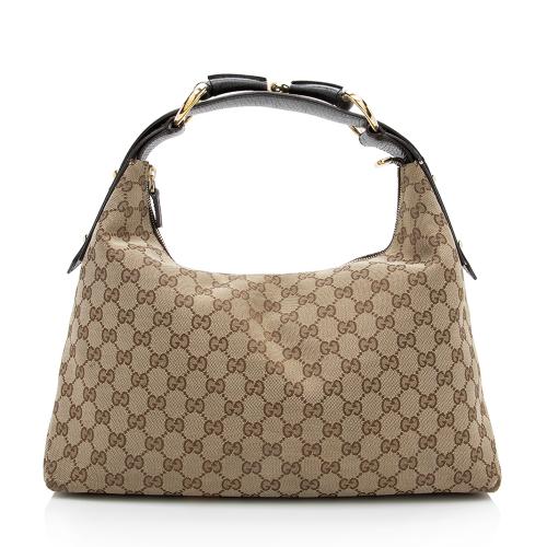 Gucci GG Canvas Horsebit Medium Hobo