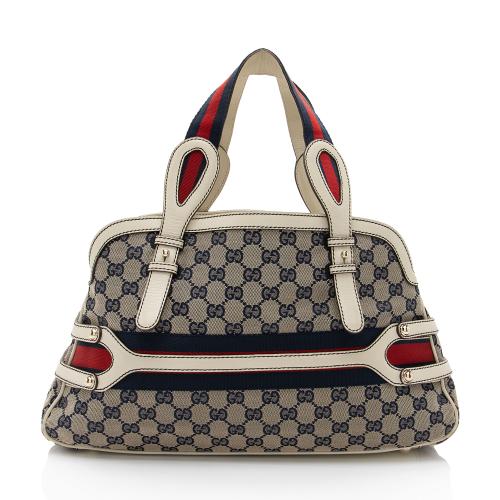 Gucci GG Canvas Leather Web Shoulder Bag