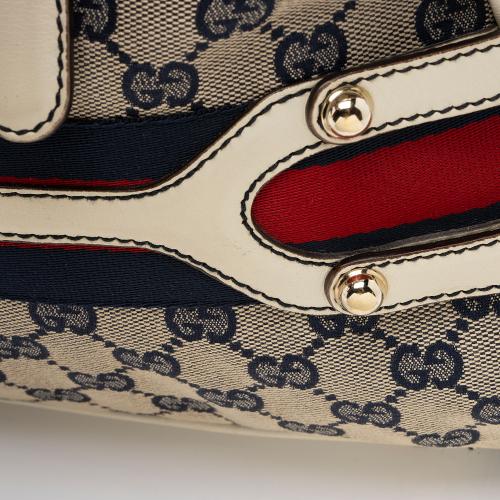 Gucci GG Canvas Leather Web Shoulder Bag