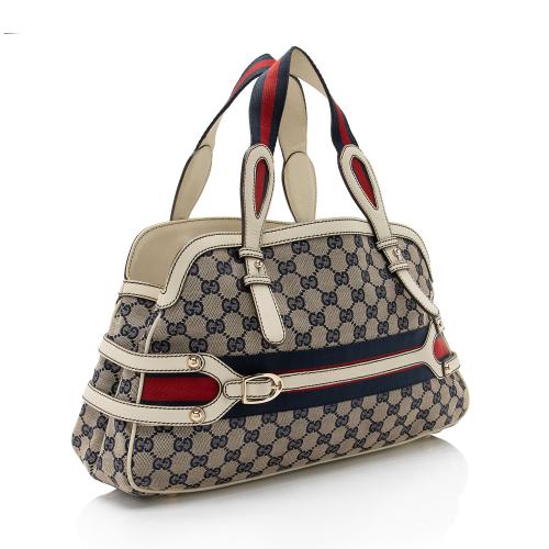 Gucci GG Canvas Leather Web Shoulder Bag