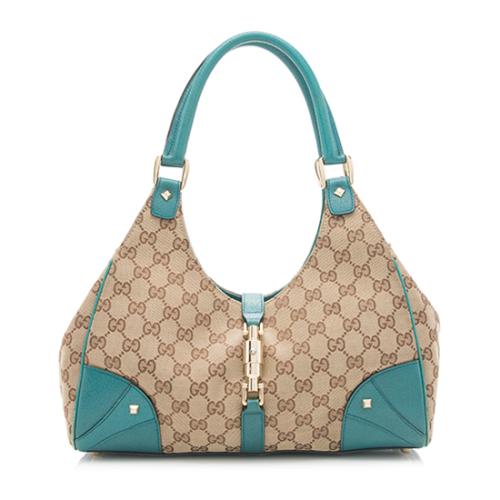 Gucci GG Canvas Nailhead Medium Bardot Shoulder Bag