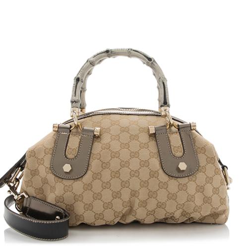 Gucci GG Canvas Pop Bamboo Medium Satchel