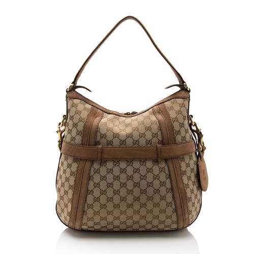 Gucci GG Canvas Suede Running Medium Hobo