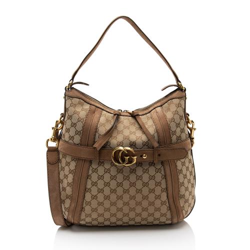 Gucci GG Canvas Suede Running Medium Hobo