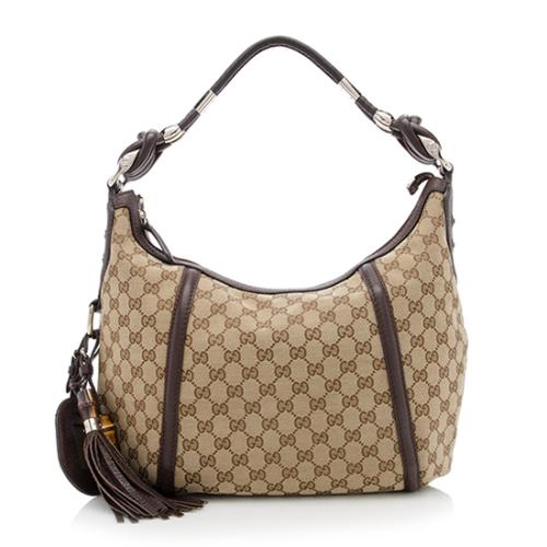 Gucci GG Canvas Techno Horsebit Medium Hobo