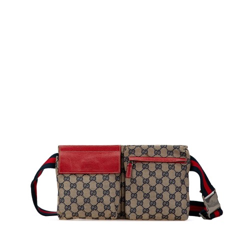 Gucci GG Canvas Web Double Pocket Belt Bag