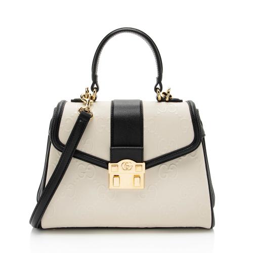 Gucci GG Debossed Leather Small Top Handle