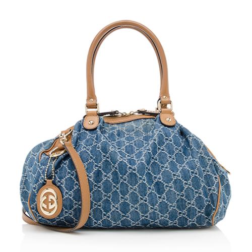 Gucci GG Denim Sukey Medium Boston Bag