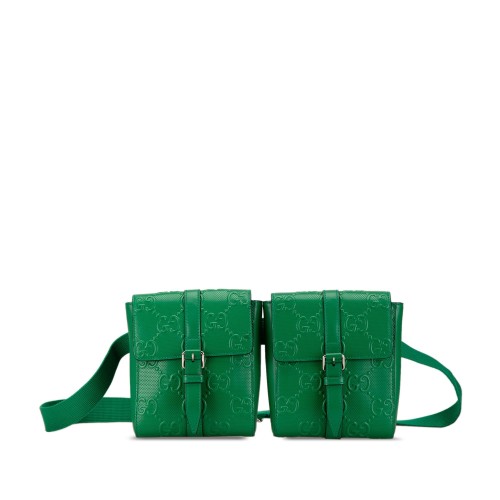 Gucci GG Embossed Perforated Double Belt Bag