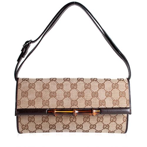 Gucci GG Fabric Bamboo Clutch