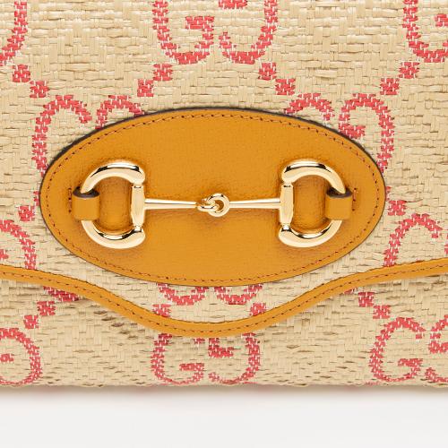 Gucci GG Raffia Horsebit 1955 Small Shoulder Bag