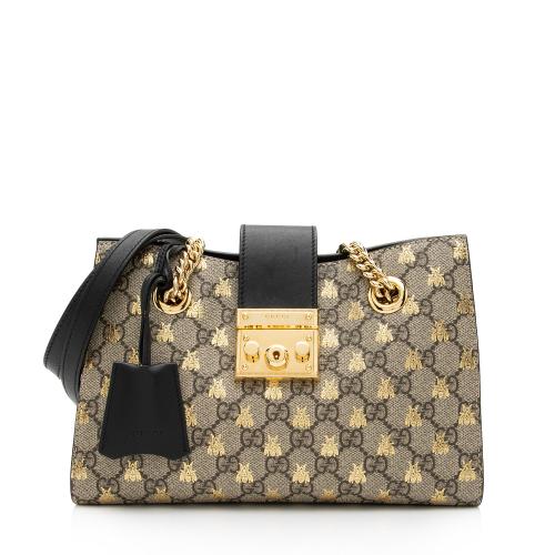 Gucci GG Supreme Bees Padlock Small Shoulder Bag