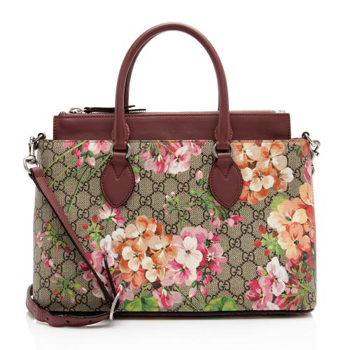 Gucci GG Supreme Blooms Medium Zip Tote