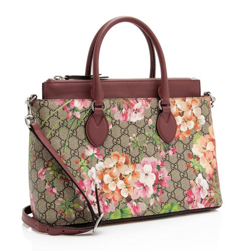 Gucci GG Supreme Blooms Medium Zip Tote