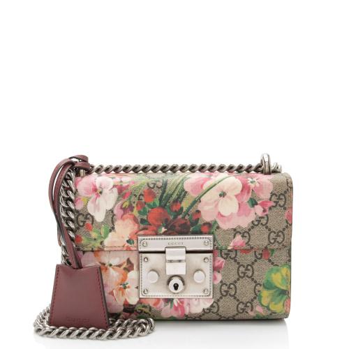 Gucci GG Supreme Blooms Padlock Small Shoulder Bag