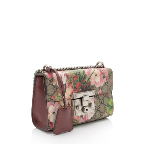 Gucci GG Supreme Blooms Padlock Small Shoulder Bag