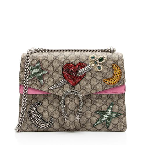 Gucci GG Supreme Embellished Dionysus Medium Shoulder Bag