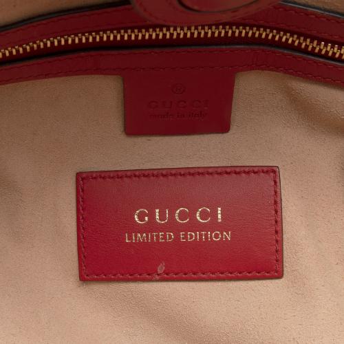 Gucci GG Supreme Embroidered Kingsnake Heart Soft Courrier Tote