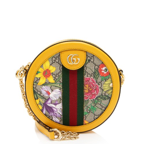 Gucci GG Supreme Flora Ophidia Round Mini Shoulder Bag