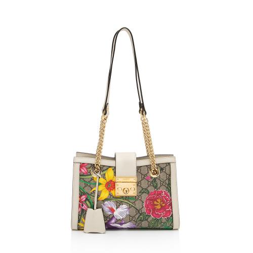 Gucci GG Supreme Flora Padlock Small Tote