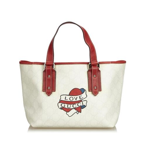 Gucci GG Supreme Heart Tattoo Tote