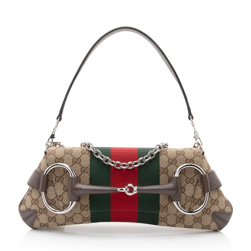 Gucci GG Supreme Horsebit Web Chain Shoulder Bag