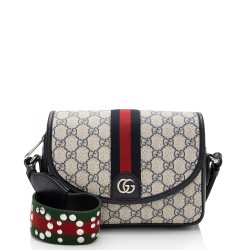 Gucci GG Supreme Ophidia Studded Web Flap Small Messenger