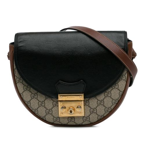 Gucci GG Supreme Saddle Padlock Crossbody Bag