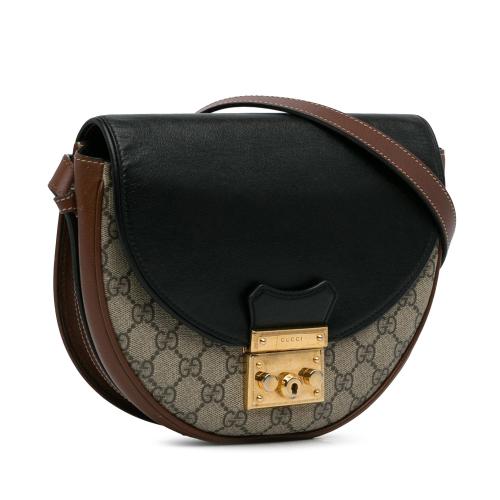 Gucci GG Supreme Saddle Padlock Crossbody Bag