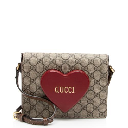 Gucci GG Supreme Script Logo Heart Crossbody