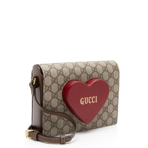 Gucci GG Supreme Script Logo Heart Crossbody