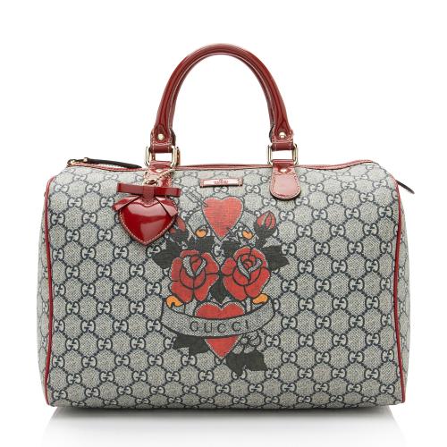 Gucci GG Supreme Tattoo Heart Medium Boston Bag