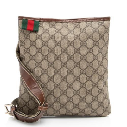 Gucci GG Supreme Web Loop Flat Small Messenger