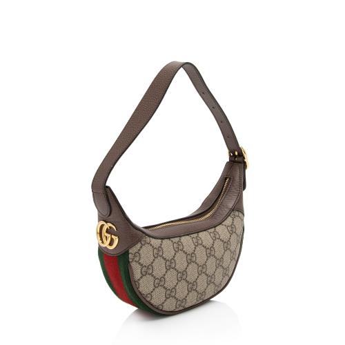 Gucci GG Supreme Web Ophidia Half Moon Mini Hobo