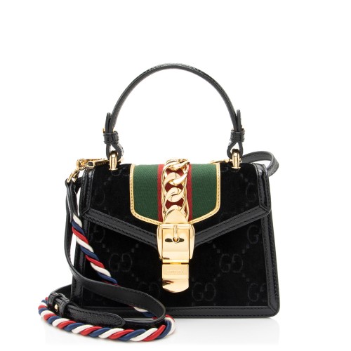 Gucci GG Velvet Web Sylvie Mini Top Handle