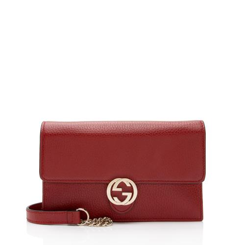 Gucci Leather Interlocking G Chain Wallet