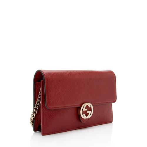 Gucci Leather Interlocking G Chain Wallet