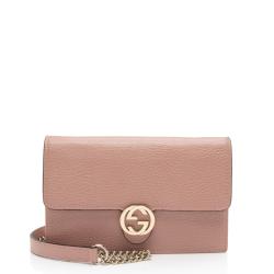 Gucci Leather Interlocking G Chain Wallet