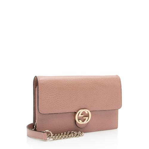 Gucci Leather Interlocking G Chain Wallet