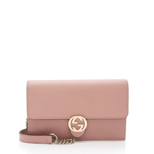 Gucci Grained Calfskin Interlocking G Chain Wallet