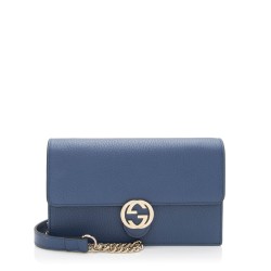 Gucci Grained Calfskin Interlocking G Chain Wallet