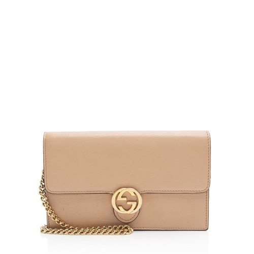 Gucci Grained Calfskin Interlocking G Chain Wallet