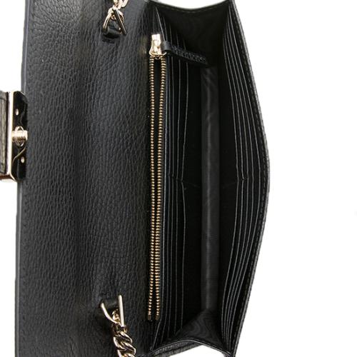 Gucci Grained Calfskin Interlocking G Chain Wallet