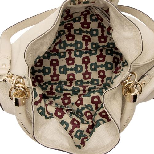 Gucci Guccissima Leather Bamboo Indy Large Satchel